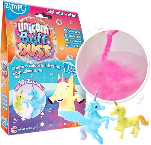 Miniatura 3 de Dino Baff Dust - Paquete de 2 unidades de baño y 2 figuras de dinosaurio de Zimpli Kids, bomba de baño mágica de burbujas para niños, regalo de baño