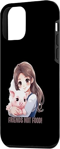 Miniatura 2 de iPhone 12 mini friend not food cute pig hug anime girl vegan Idea Creative Case