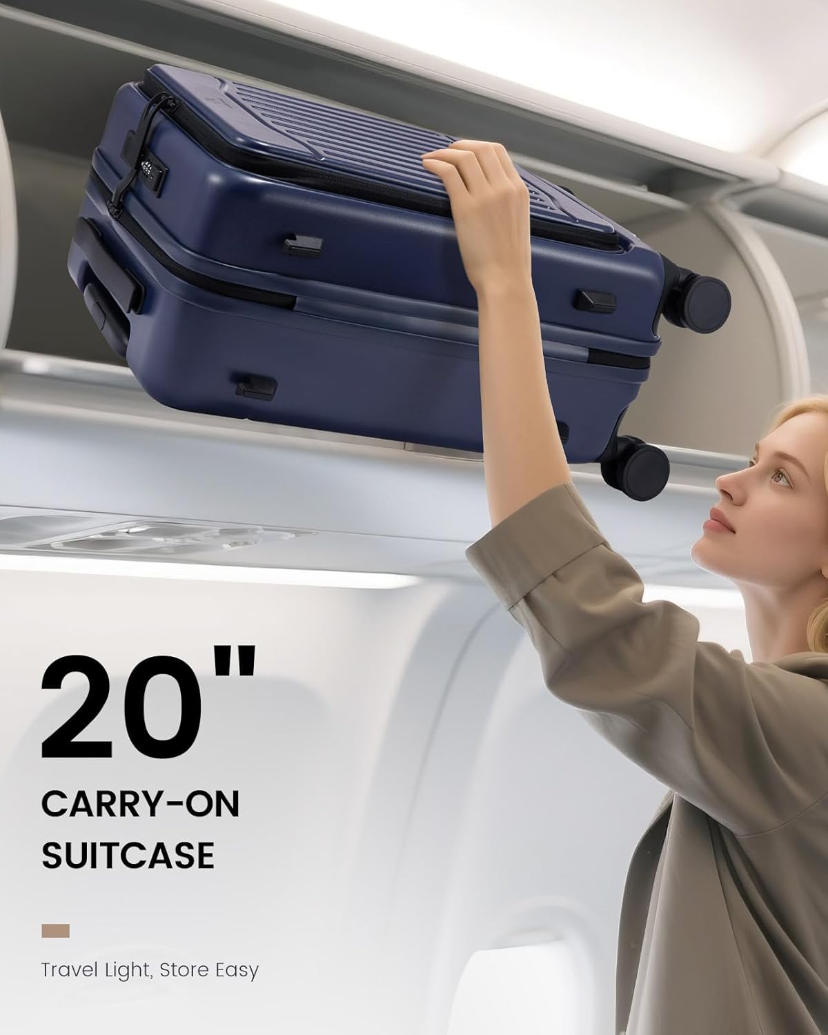 LOVEVOOK Carry on Luggage, PC Hard Shell Suitcases with wheels, 20-Inch Carry On Luggage with USB Port, Lightweight 6.9lb, Fits 15.6", 45L Capacity for Travel & Business（1PC）