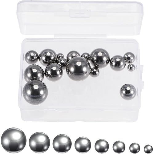 uxcell 16pcs 8 Size Bearing Balls Assortment Chrome Steel 1/4" 5/16" 3/8" 7/16" 1/2" 9/16" 5/8" 3/4" with Storage Box
