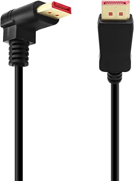 BolAAzuL 90 Degree Displayport 1.4 Adapter Cable, Right Angle Display Port Cable Upward Angled 8K/60Hz, 4K/144Hz 6ft/1.8m Male/Male High Speed for SSUPD Meshlicious/Vertical Mounted GPU