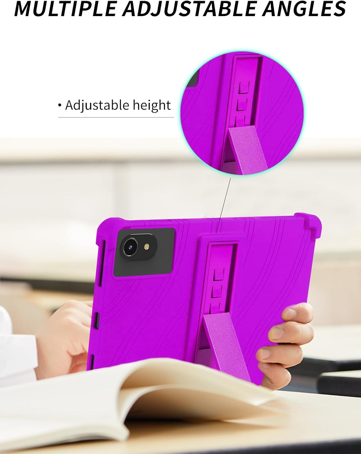 Case for ApoloSign EP1095T Tab 11 Android 14 Tablet 11 Inch ，Shock Proof Lightweight Stand Rubber Shell Protective Cover,Kids Friendly Soft Silicone for ApoloSign EP1095T Tab 11,Purple image 5