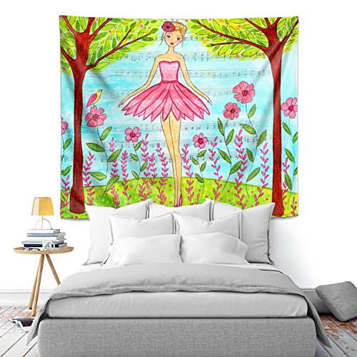 Dia Noche Tapestry Medium 68"X80" Wall Art By Sascalia Pink Ballerina #TOP1
