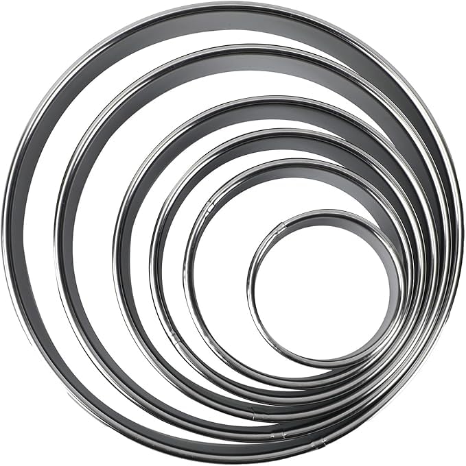 6Pcs Round Pastry Cookie Cutter Set, 6 Size Stainless Steel Circle Cutters, Biscuit Cutters for Baking Donuts, Sandwiches
