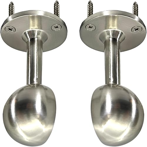 Miniatura 13 de Bridas de soporte para barra de armario de níquel satinado de 1.260 in con accesorio atornillado, compatible con madera o paneles de yeso, paquete