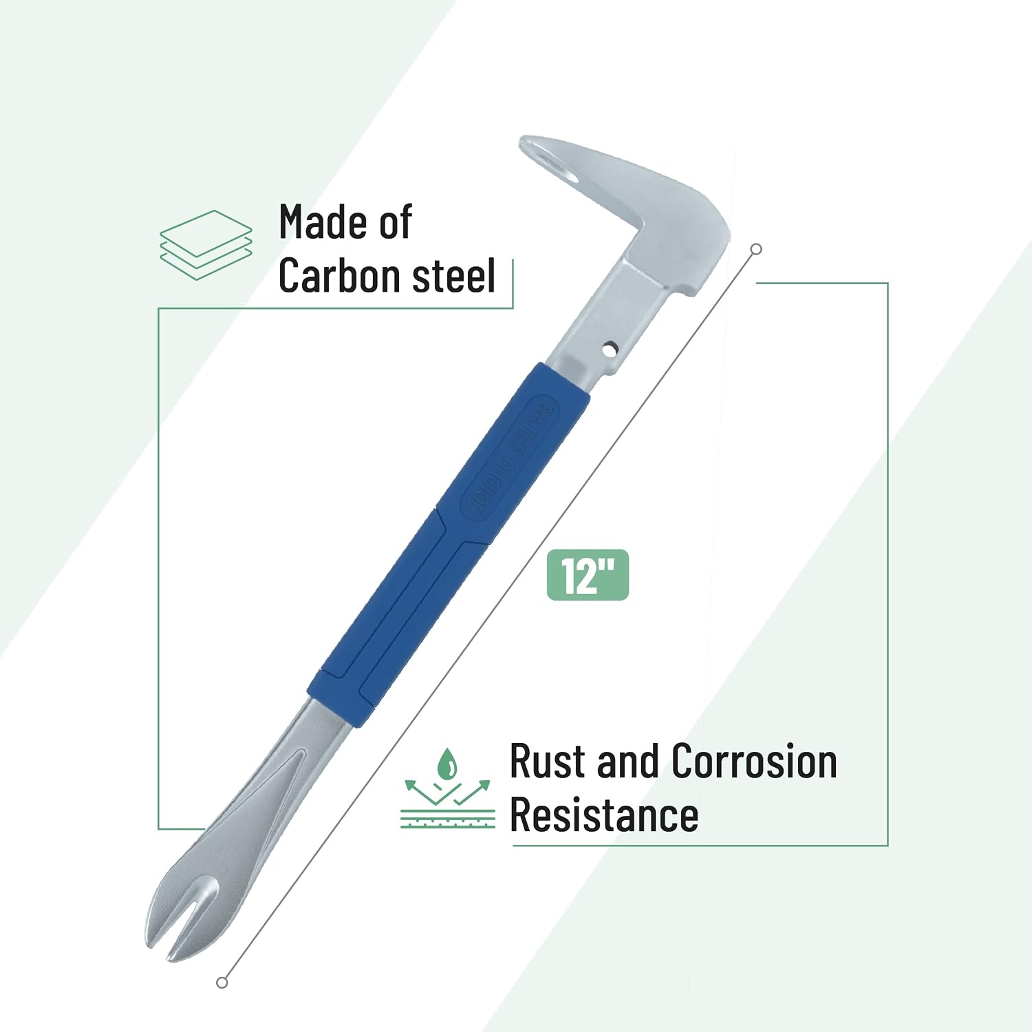 Bates- Cats Paw Nail Puller, 12 Inch, Carbon Steel Nail Puller Tool with Anti-Slip Grip, Cats Paw Pry Bar, Catspaw Tool