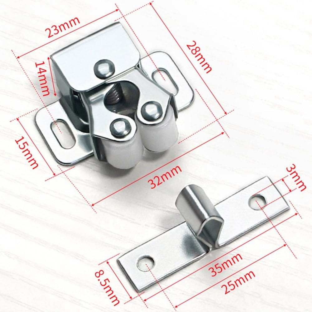 Double Roller Catch Cabinet Door Latch, Stainless Steel Cupboard Door Lock Gripper for Caravan, Boat, Motorhome - Multiple Finishes Available