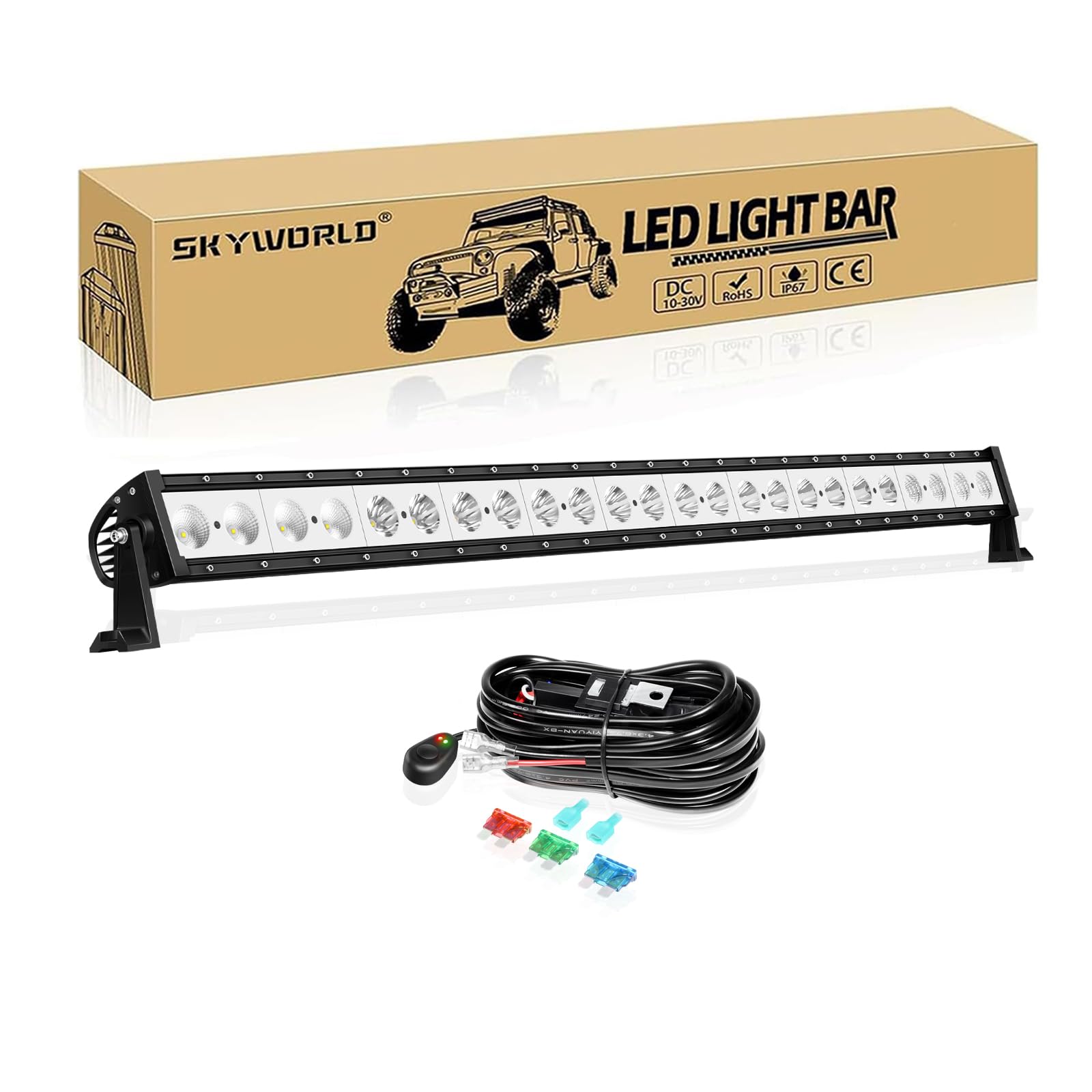 Barra LED SKYWORLD de 48'' con haz combinado e iluminación impermeable para coche y camión 8