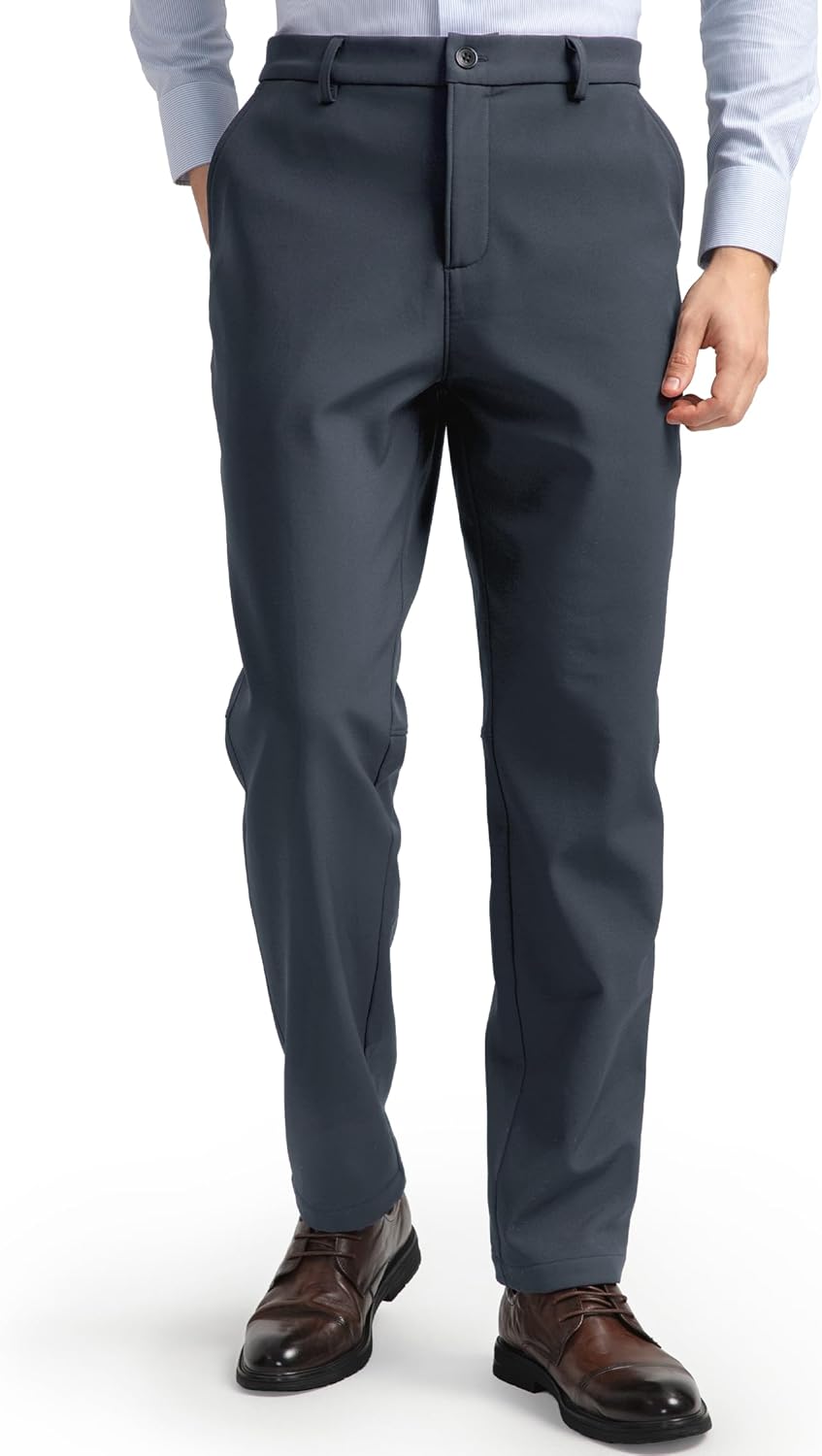 HISDERN Heat 701 Men's Thermal Golf Pants Stretch Fleece 30"/32" No Iron Comfy for Winter Business Casual with Pocket