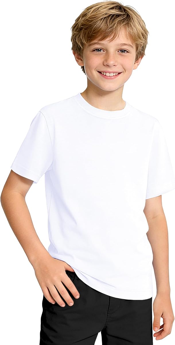 KEREDA Boys Short Sleeve Shirts Kids Summer T-Shirts Casual Plain Tops Tees