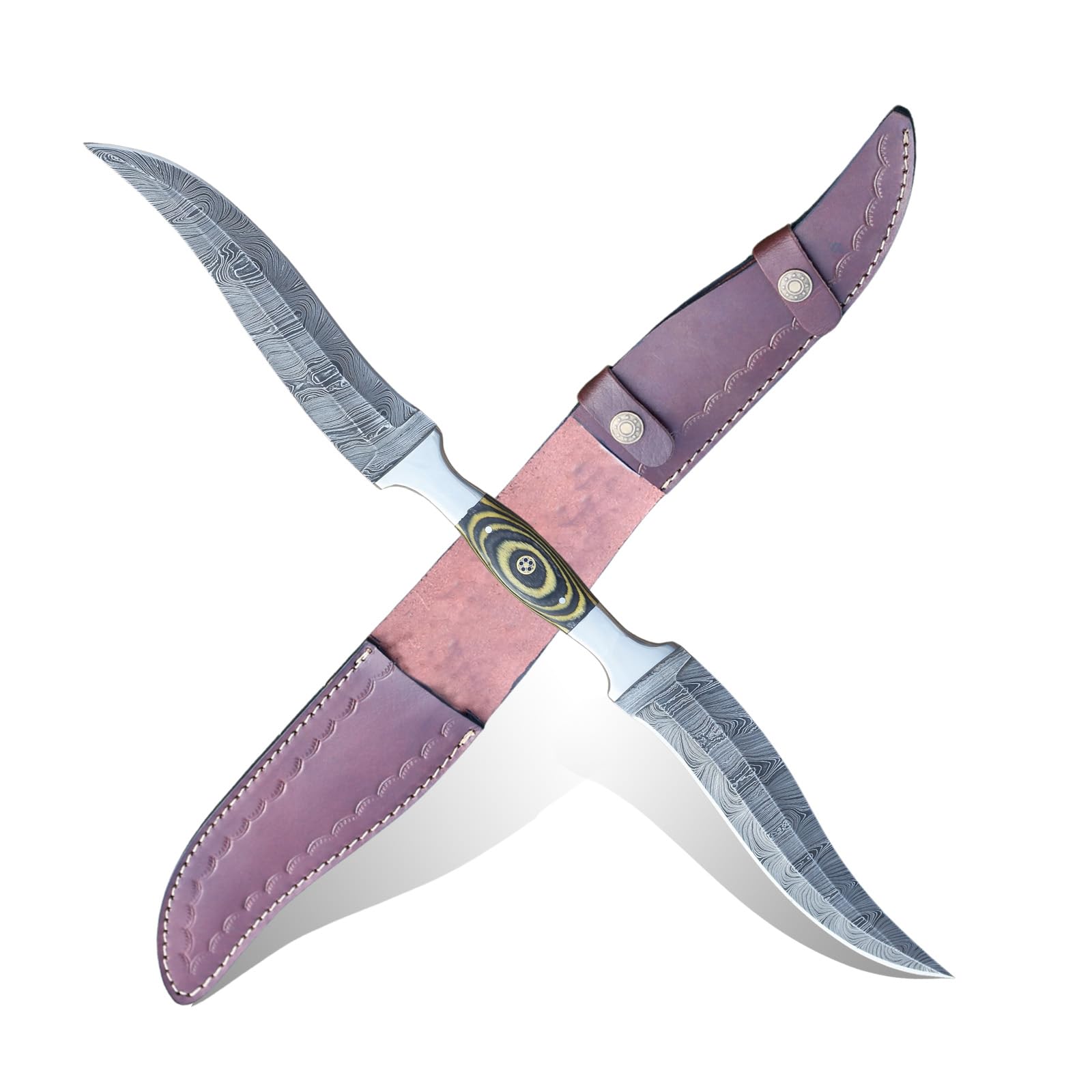 Amazon.com : Damascus Knife with Double Blade Design – Hand Forged