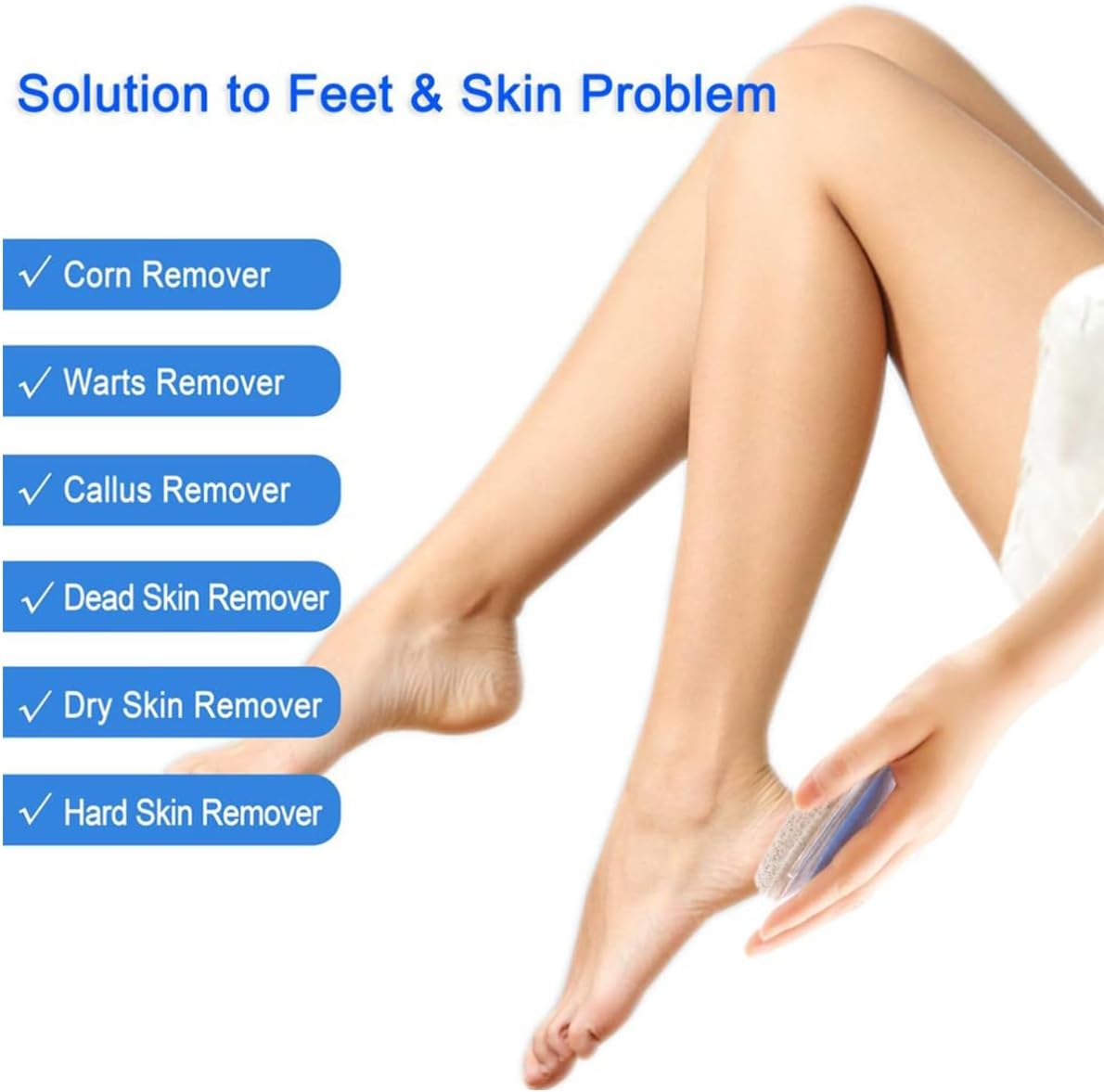 LABRIMP 6pcs Foot Callus Scrubber and Dead Skin Remover with Double Sided Pumice Stone and Plastic Handle, Safe Pedicure Tool for Smooth Feet and Heels Random Color