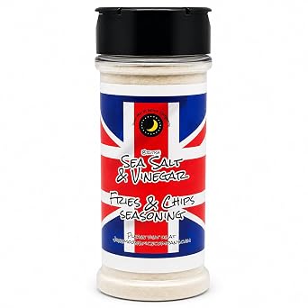 British Sea Salt & Vinegar Seasoning | Fries, Chips & Wings | 5.5 oz | Tangy sea salt and vinegar flavor for fries, chips, popcorn, chicken wings, potatoes, vegetables and savory snacks.