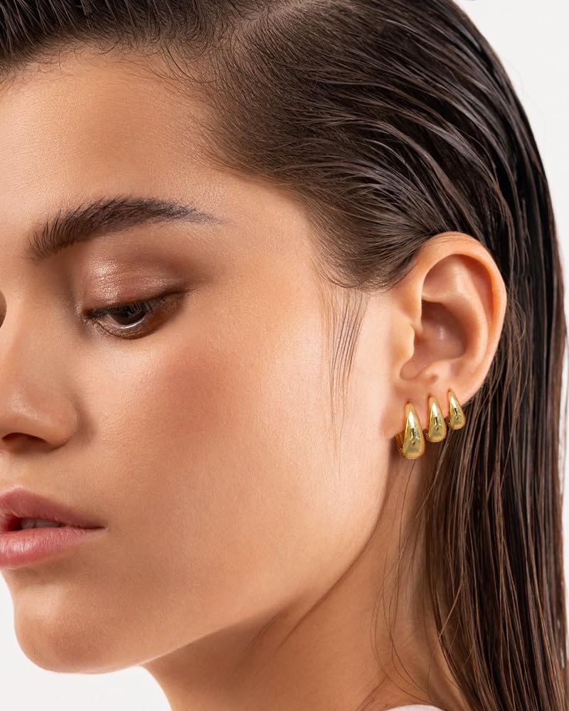 Surgical Steel Small Huggie Hoop Earrings for Women Set,14K Gold Plated Hypoallergenic Lightweight Earrings, Waterproof Non-Tarnish Circular Huggies for Multiple Piercings - Image 5