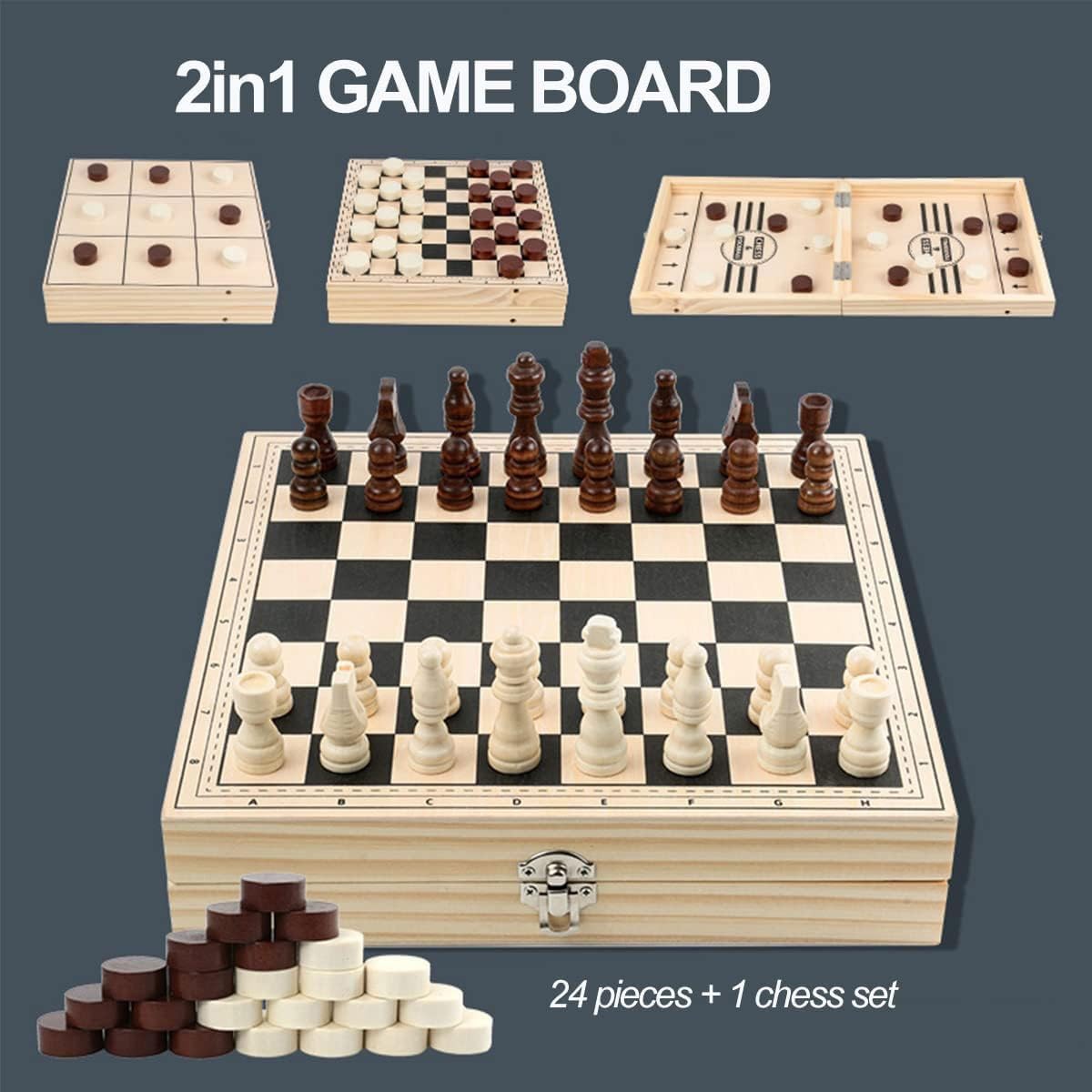 ajedrez magnetico Juegos de Mesa Madera 4 en 1, portátiles, Plegables, Viaje, Escritorio, interactivos, for familias, niños y Adultos