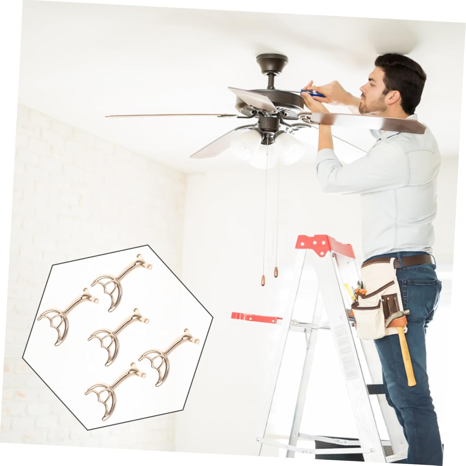 PRETYZOOM Ceiling Fan Blade Support Rod 5pcs Metal Replacement Parts for Ceiling Fan Blade Arms Repair