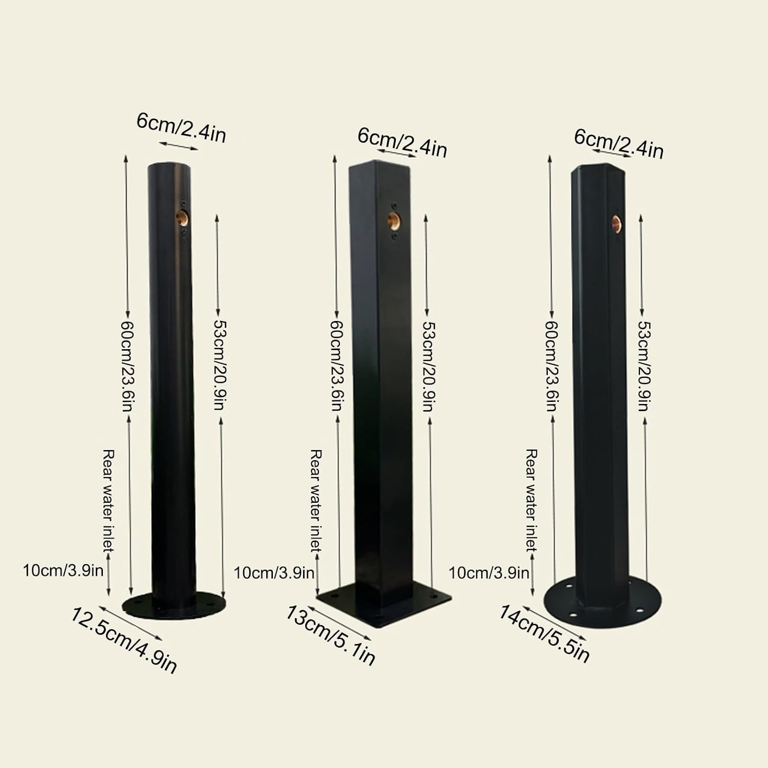 Pionowa kolumna wodna do ogrodu z stali nierdzewnej 304 | Słupek z kranem i hydrantem do ogrodu – trwały i dekoracyjny element wyposażenia ogrodu,Black 8,60cm/23.6in