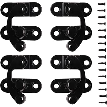 Pack of 4 Antique Vintage Quick Release Snap Hooks with Screws Locking Box Closure Zinc Alloy Latch Hook Right Hasp Latch for Wooden Box Jewellery Box Dollhouse