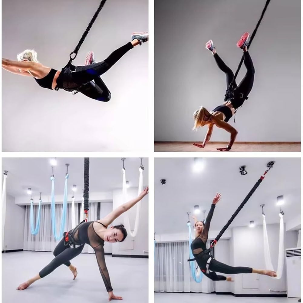 Bungee Trainer Sospensione, Set di cinture di resistenza per yoga, corda da danza elastica 4D, corda elastica pesante per l'allenamento, attrezzature per esercizi elastici per la casa