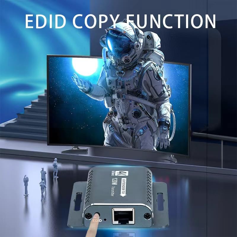 HDMI-Extender über Ethernet, HDMI über Cat6/Cat5e, 1080P@60Hz bis zu 120 m, HDMI-auf-RJ45-Konverter mit POC&EDID-Kopierfunktion, über UTP OFC-Kabel, Plug-and-Play mit 5V-Netzteil (120 m HD-Extender)
