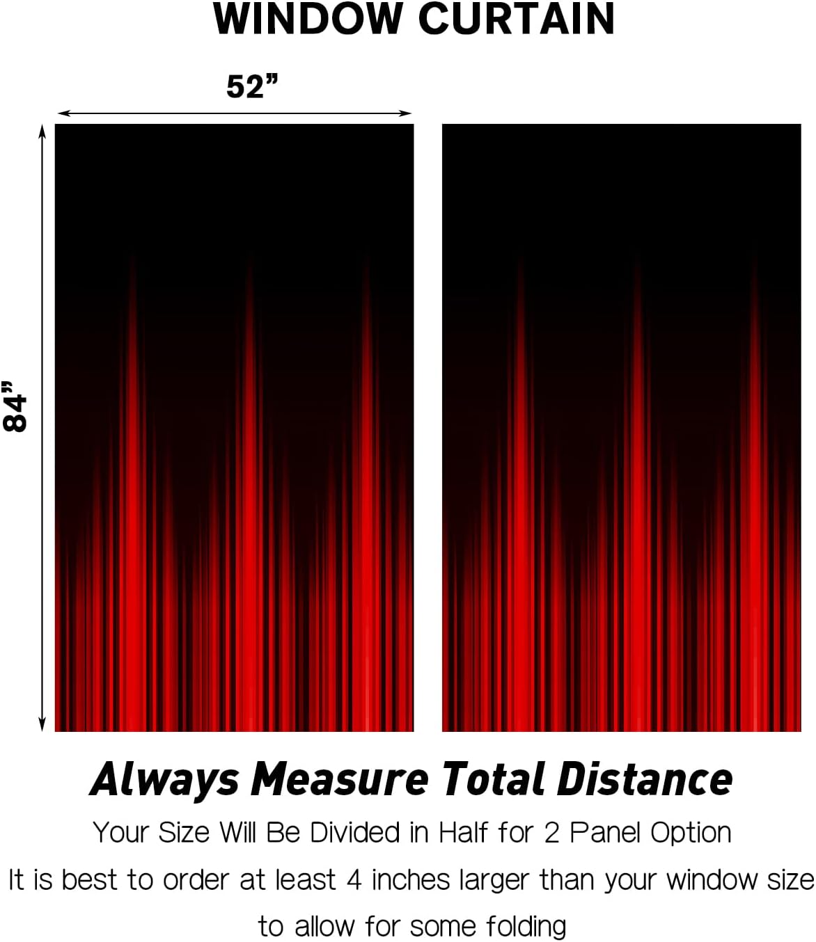 Coxila Red Black Window Curtains for Bedroom 52 x 84 Inch Rod Pocket Ombre Wide Burgundy Stripe Pattern Simple Gradient Boho Design Living Room Treatment Set of 2 Curtain Panels Drapes Drapes