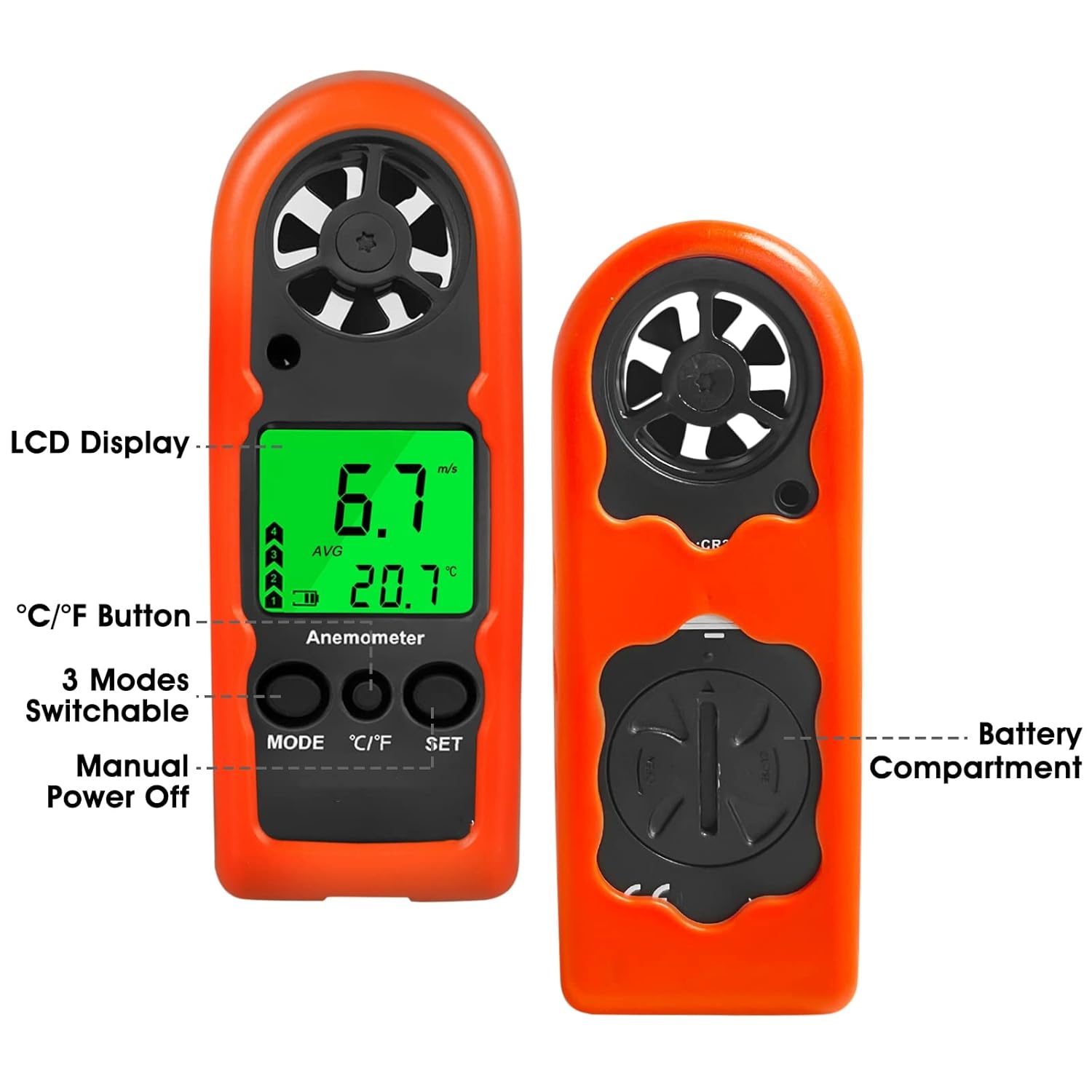 Battery compartment and controls of BTMETER BT-816B