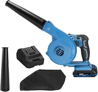 Snsowed Soprador de canteiro de obras, kit de soprador leve sem fio com bateria de lítio de 20 V 2,0 Ah, carregador rápido, 3 velocidades variáveis, para sopro de poeira, folhas e limpeza leve em ofic