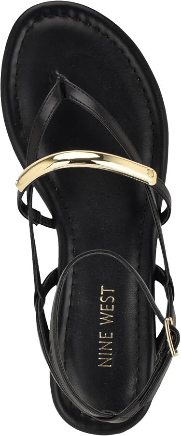 Amazon.com | Nine West Women's Bretta Sandal, Black 001, 5 | Flats