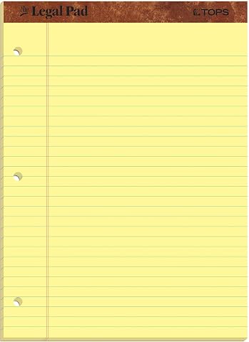 Tops yasal Pad Legal Pad, 8 – 1/2 x 11 – 3/10,2 cm, delikli, 3-delik delikli, Kanarienvoegel, Legal/Genişlik Rule, 50 yaprak Pro blok, 12 PADS Pro Pack (75351)