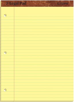 TOPS The Legal Pad Writing Pads, 8-1/2" x 11-3/4", Canary Paper, Legal Rule, 50 Sheets, 12 Pack 75351