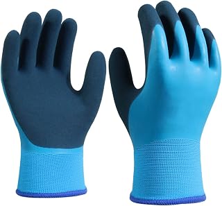 Waterproof Work Gloves,Heavy Duty PVC Coated Work Gloves with Winter Lining,Cold Weather Waterproof Safety Work Gloves for Gardening,Fishing,Restoration Work,2 Count (Pack of 1)