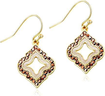 Gold Dangle Earrings Black Diamond Drop Dainty Rhombus Bohemian Fashion Jewelry for Women