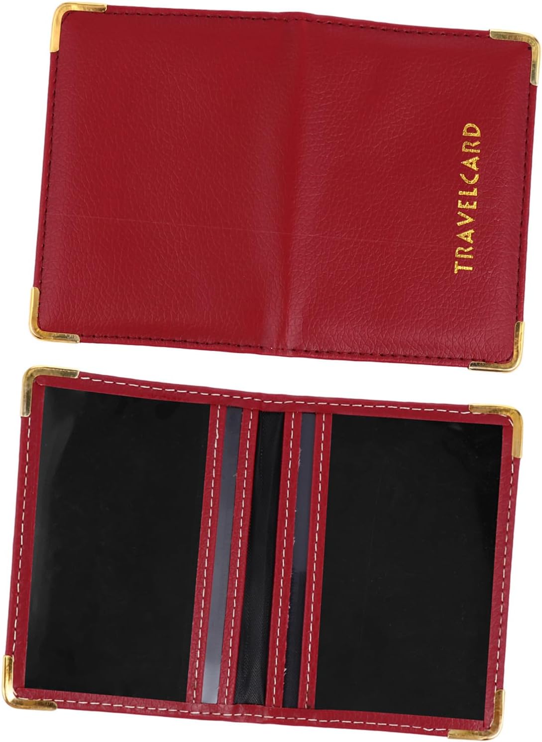 Healifty Pu Leather Card Holder and Id Protective Sleeve Travel Wallet for Bank Cards and Driver Licenses Dark Red Color