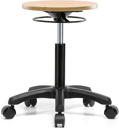 Taburete neumático con ruedas de madera perca, anillo de ajuste completo y ruedas para pisos de madera o azulejos, altura del banco de trabajo disponible en Yaxa Costa Rica