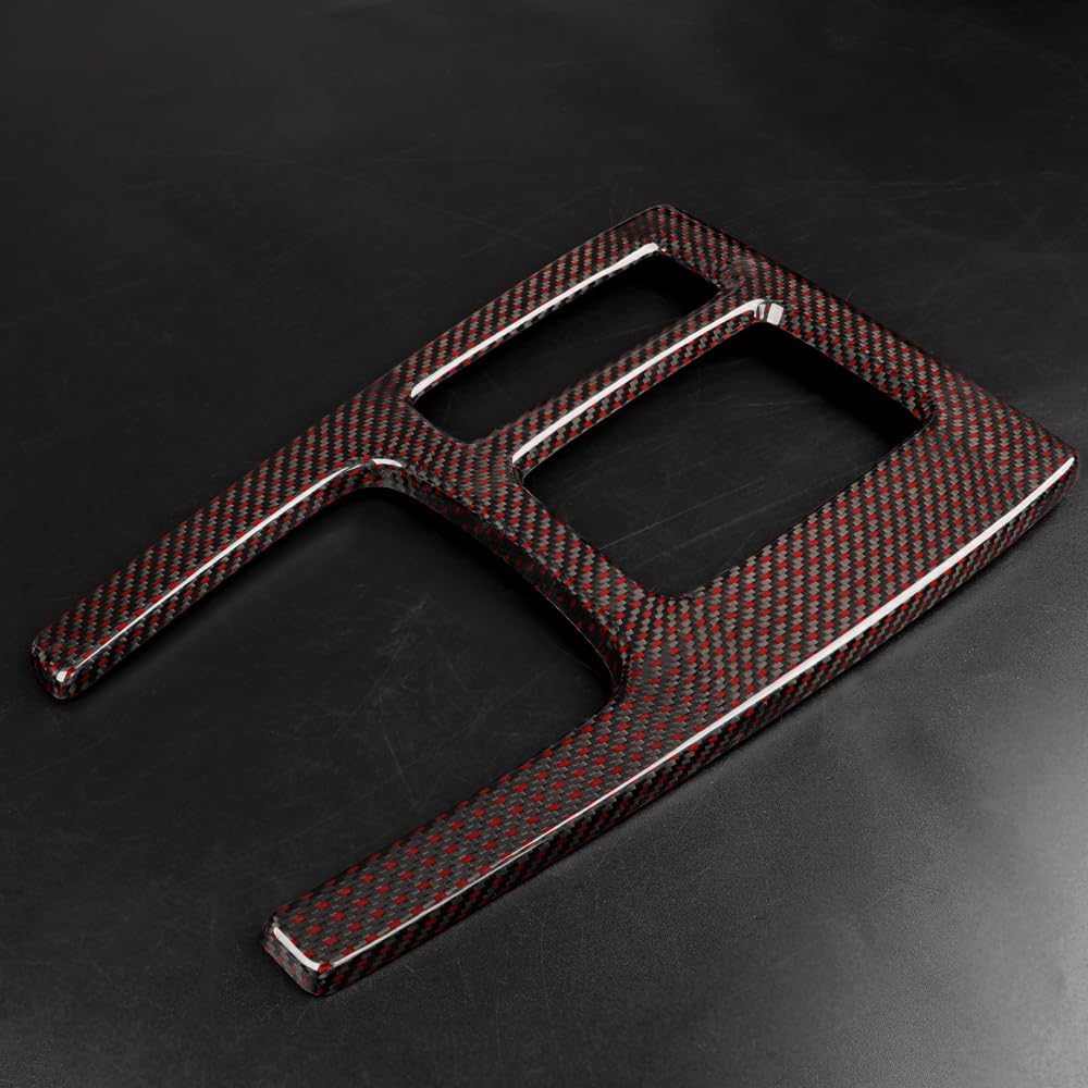 JSWAN Red Black Carbon Fiber Center Console Gear Shift Panel Cover for 11th Gen Civic Type R FL5 Typer Central Control Panel Frame Overlay Gear Shifter knob Frame Cover(Red Black)