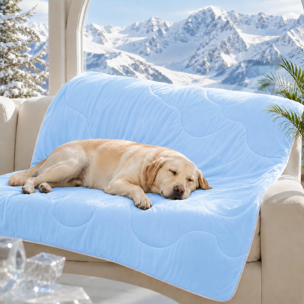 Cooling Blanket for Dogs. Dog Cooling Blankets for Large Dogs, Breathable Cooling Fabric, Cold Washable, Cooling Dog Blanket Durable Scratch-Resistant Soft Fabric for All Seasons, Blue