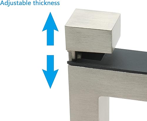 Miniatura 2 de Augiimor 2 soportes ajustables de vidrio y madera, soporte de estante de montaje en pared de níquel cepillado, para estantes de 0.118-1.102 in de
