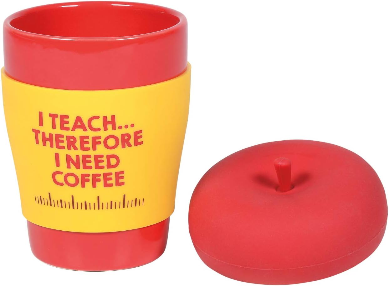 Enesco 6006410 Our Name is Mud Teacher Apple Need Travel Coffee Mug and Lid Set, 12 Ounce, Multicolor