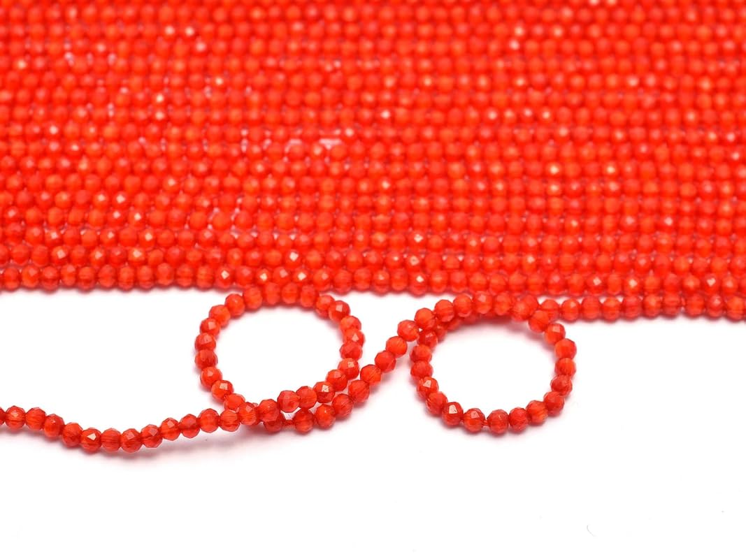 Perles de Monalisa rouge de 2mm à facettes en lot de 2 brins de 13 pouces pour création bijoux DIY