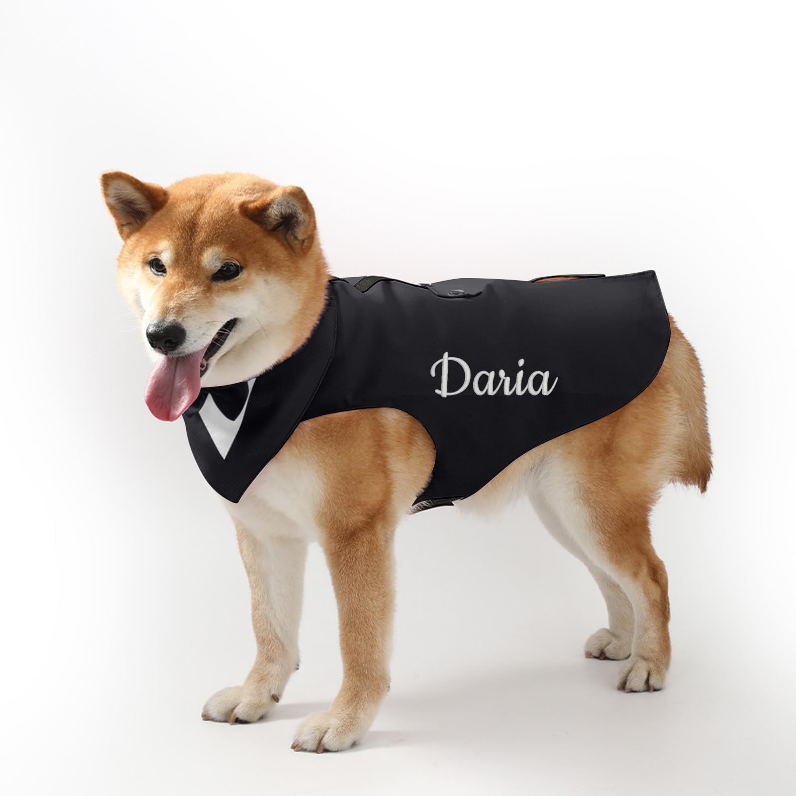 Personalised Dog Tuxedo Bow Tie Suit,Custom Clothing & Accessories For Dogs With Embroidered Name,Dog Costume For Dogs Birthday Halloween Wedding Party (Black(Suit))