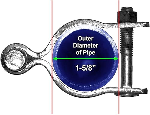 Miniatura 22 de Bisagra de poste de puerta de valla de enlace de cadena de 2-3/8 pulgadas, uso para poste/tubería de 2-3/8 pulgadas de diámetro exterior, bisagra