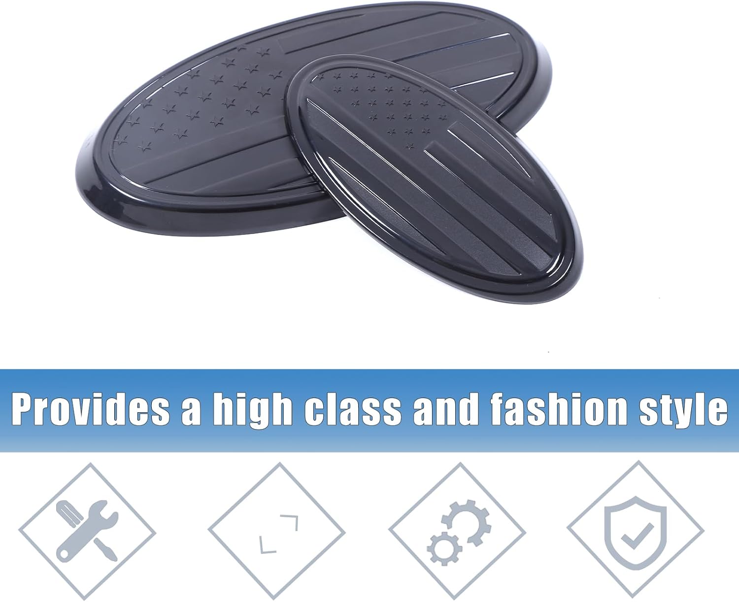 Car Front Rear Emblems Trim Cover Compatible with Subaru Outback 2021-2026，ABS Car Front Rear Logo Trim Cover，Front Grille and Tailgate American Flag Decoration Emblems Accessories