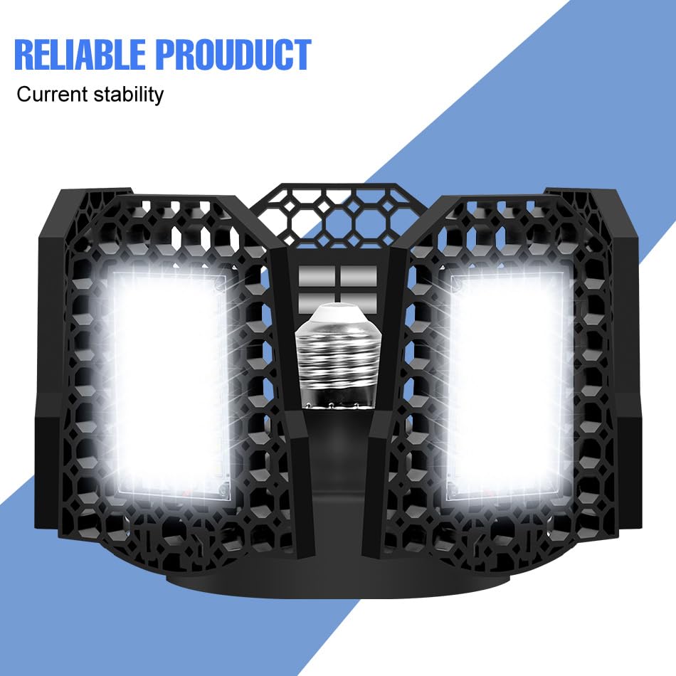WENNI 200W LED Large Area Foldable Commercial Lighting E26 E27 Workshop Lights 100-277V Deformable Garage Light 110V Adjustable — view 2