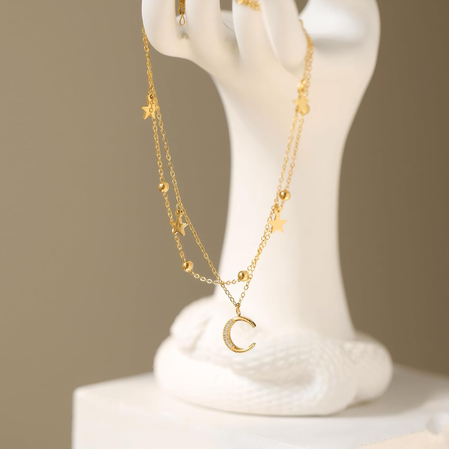 Anklet Bracelets for Women, 18k Gold Plated Titanium Steel Star Moon Foot Jewelry, Dainty Layered Waterproof Anklet for Women, Adjustable Summer Beach Jewelry - Image 2