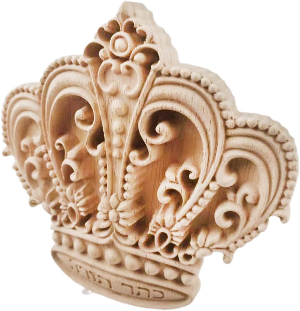 Wood Appliques Onlays Decorative for Furniture Wood Carved Onlay for Bed Door Cabinet Wardrobe Furniture Long Decoration Unpainted Wood Carving Decoration(27x26cm/10.63x10.24inch),01