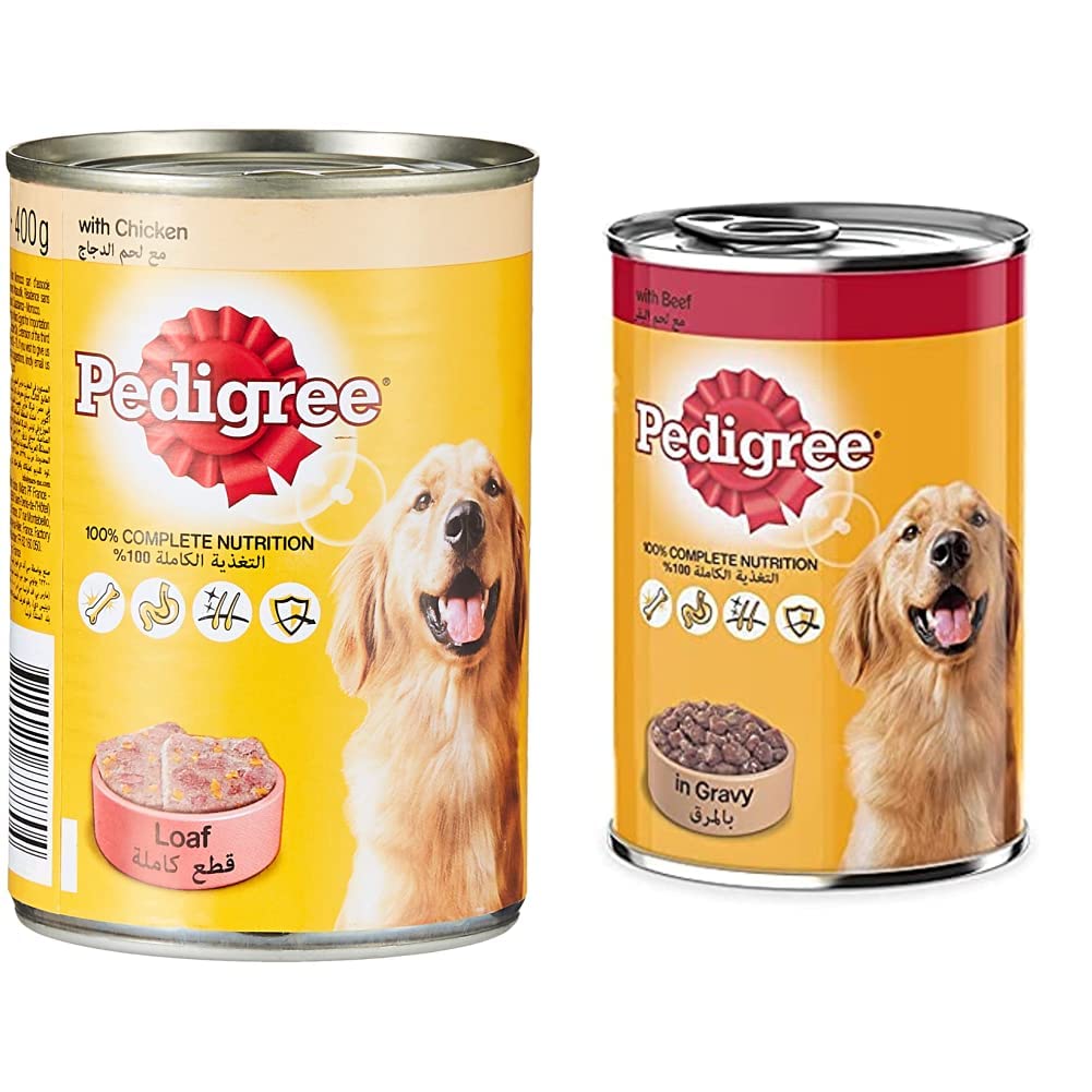 Chicken Loaf Wet Dog Food Can 400g & Beef Chunks In Gravy Wet Dog Food, 400 grams