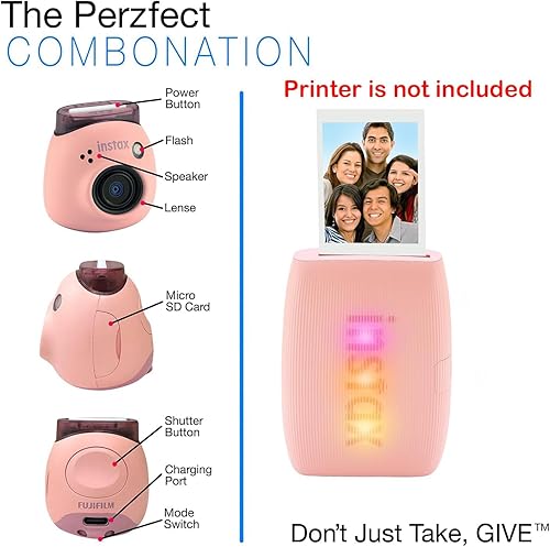 Miniatura 5 de Fujifilm Cámara digital Instax Pal con 20 impresiones de Fujifilm (rosa polvo)