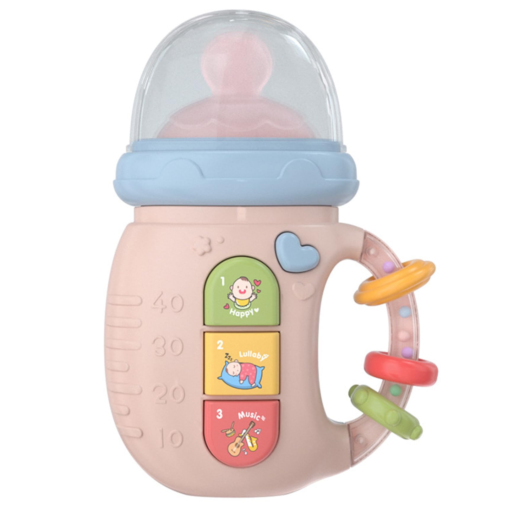 Musical Toys for Babies, Light Up Baby Rattle & Teether Bottle with Bilingual Sounds, Multi-Mode Educational Toy for Newborns 0-12 Months, Baby Musical Toys 0-6 Months