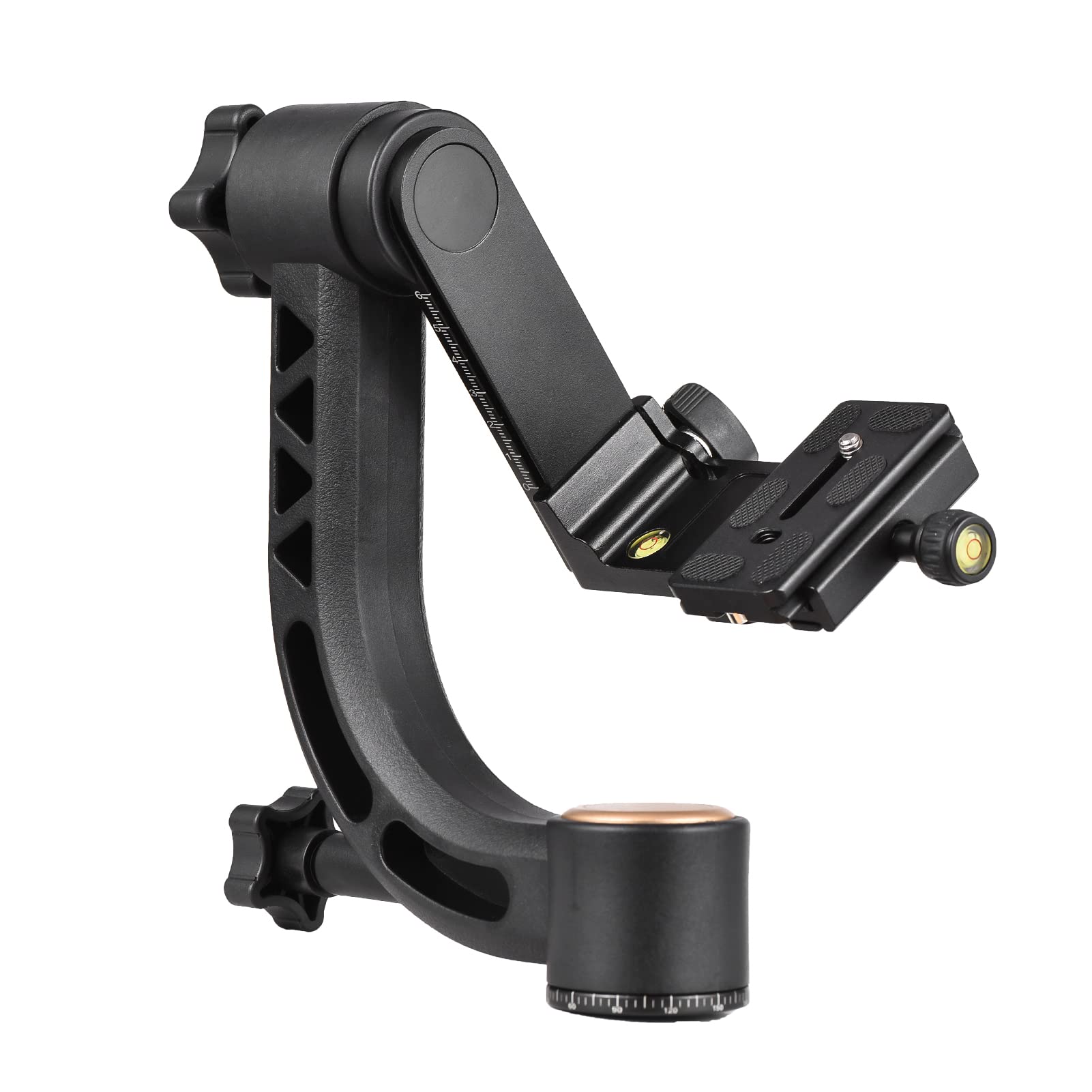 Amazon.com: Andoer Cabezal de trípode de cardán panorámico de 360 °,  aleación de aluminio, capacidad de carga de 33.1 lbs/33 libras con tornillo  de 1/4 de pulgada, placa de liberación rápida, nivel