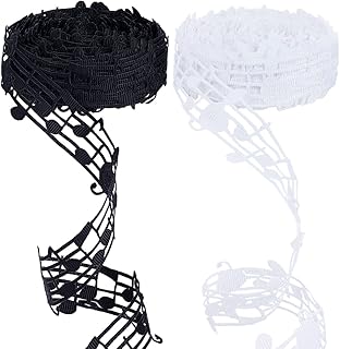 PH PandaHall 20 Yards Black White Hollow Music Note Ribbon 30mm Cut Out Craft Grosgrain for Wedding Scrapbook DIY Gift Wrapping Birthday Party Decor